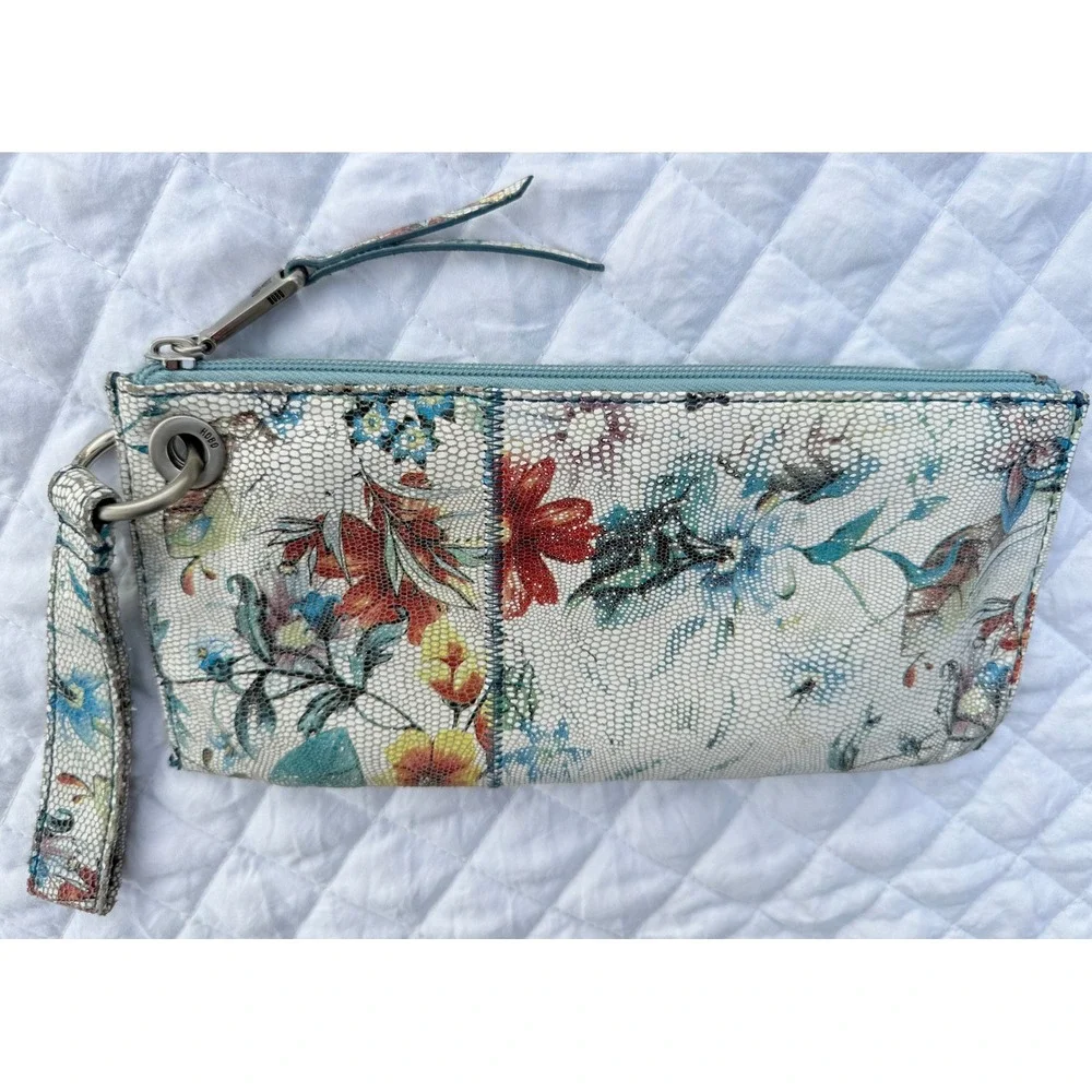 Rare Hobo Floral Leather Wristlet Clutch Bag Boho Snakeskin Print 2024370001